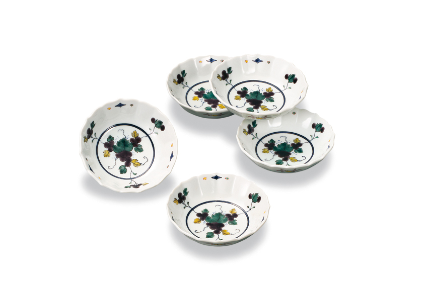 3.8号小鉢揃　ぶどう  錦泉窯