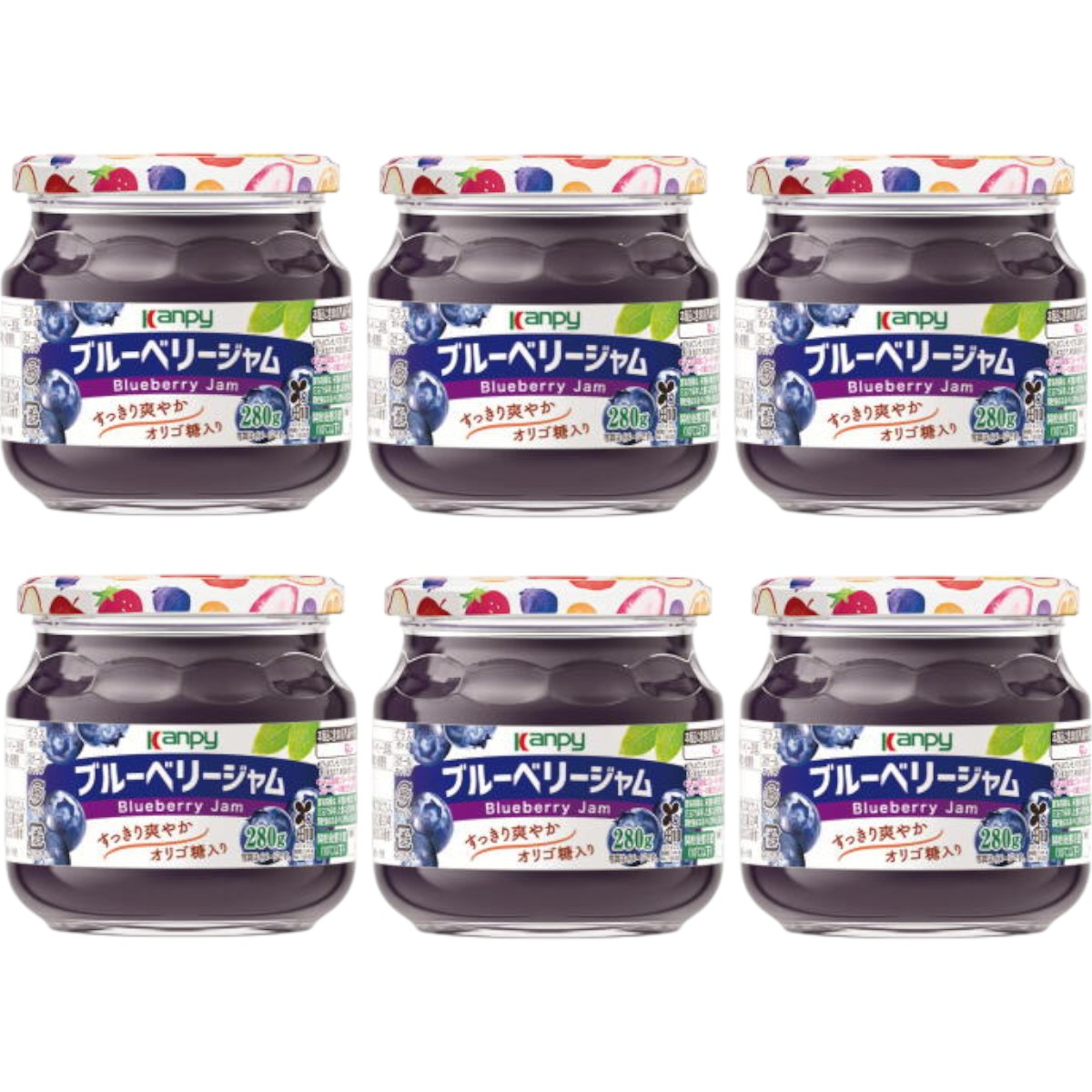 
                  カンピー　ブルーベリージャム 280ｇ 1ケース（6本入）　兵庫県 丹波篠山市 カンピー ギフト 朝食 果実ジャム フルーツジャム オリゴ糖配合 トースト ヨーグルト 家族向け まとめ買いに ブルーベリー
                