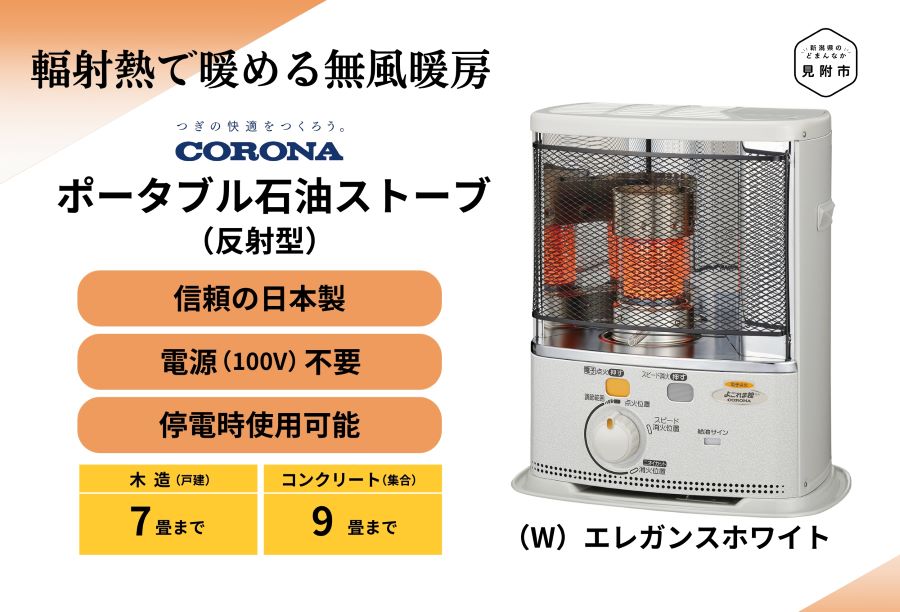 【ふるさと納税】ストーブ 石油ストーブ コロナ 家電 (反射型) 7〜9畳用 SX-EA24Y(W) CORONA コロナ 日本製 灯油 灯油ストーブ 暖房 冬物家電 電化製品 暖房器具 冬 防寒対策 手が汚れない 持ち運び可能 電源不要 家庭用 新潟県 見附市 送料無料