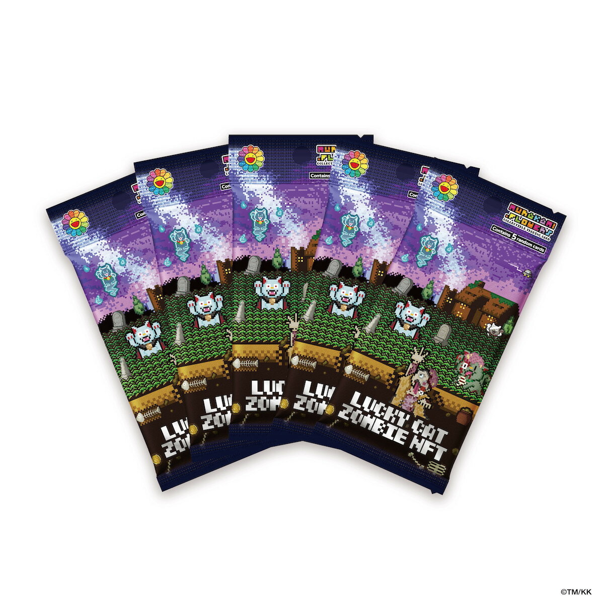 【ふるさと納税】Murakami.Flowers Collectible Trading Card-Lucky Cat Zombie NFT Card 5パックセット ランダム｜京都 アート トレカ［ 京都 村上隆 カイカイキキ アーティスト 大人気 レア トレカ カード おしゃれ かわいい アート 現代美術 ふるさと納税 ］