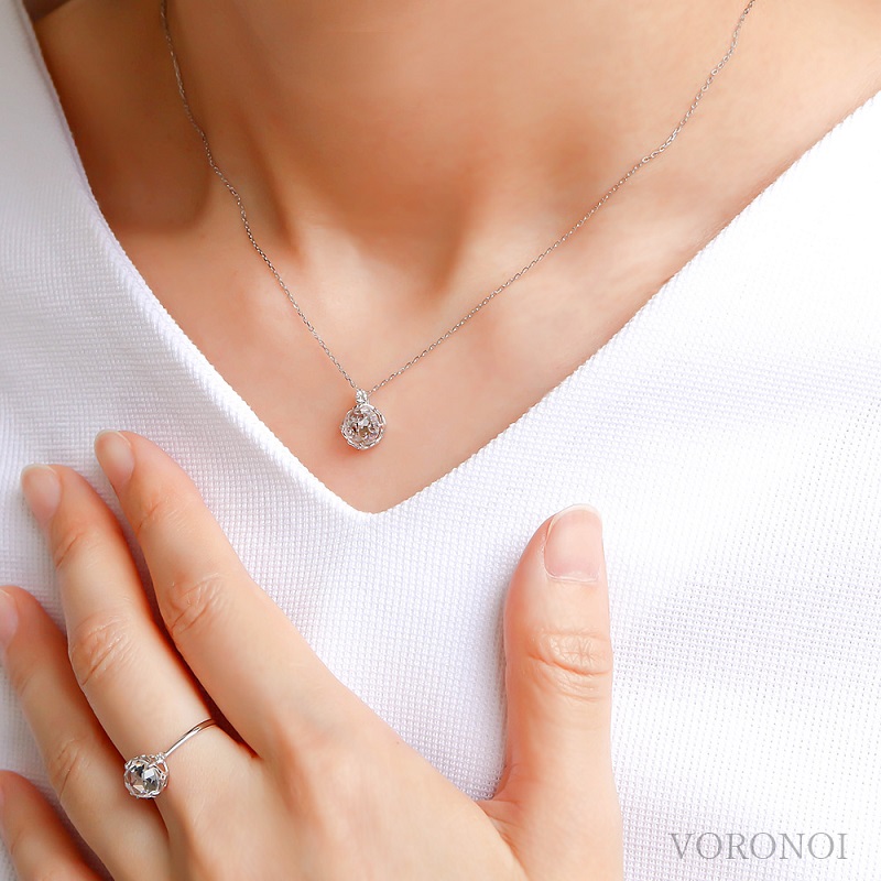 K10WG クリアクォーツ フラワーカット ダイヤモンドネックレス MINAMOセッティング VO0072PCQ