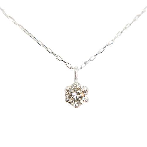 １０金 ホワイトゴールド製 １粒 ダイヤモンド 0.08ct プチネックレス 【1449550】