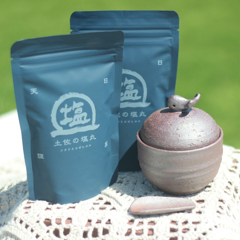 【ふるさと納税】 塩壷 塩さじ 天日海塩 青丸 2袋付き セット クジラの塩壷 土佐の塩丸 ギフト 贈り物 プレゼント 食器 お皿 陶器 陶芸 調味料入れ キッチン雑貨 塩入れ 塩 調味料 インテリア 高知県 黒潮町