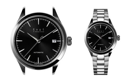 【シルバー×ブラック （AT-38SVBK）】 【株式会社Knot】 選べる！ プレミアムシリーズ オートマティック ＆ ステンレスリンクブレスレット 腕時計 時計 ドレスウオッチ ウォッチ 日本製 機械式時計 機械式 自動巻き 東京都 武蔵野市