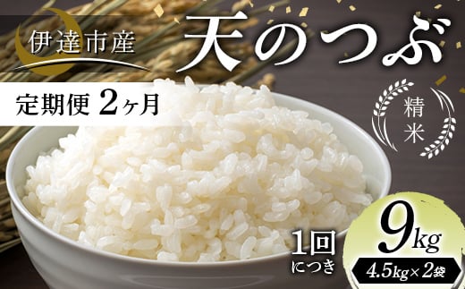 ＜定期便2ヶ月＞令和7年産米 伊達市産 天のつぶ 精米 9kg 訳あり ご飯 ごはん ライス 伊達市 F21C-389