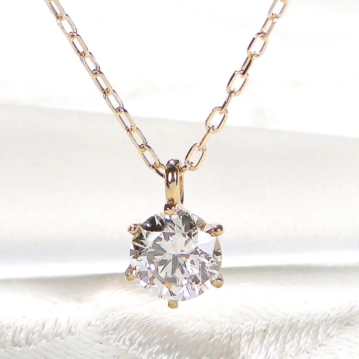 K18YG【0.20ct】６本爪一粒ダイヤモンドペンダントネックレス EmN0171-18Y SWCJ017-b