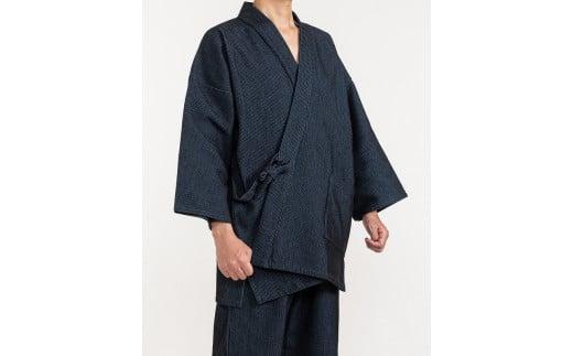 061-30　【紺・Lサイズ】織り・縫製　地元遠州製　厚織刺子作務衣「青龍」