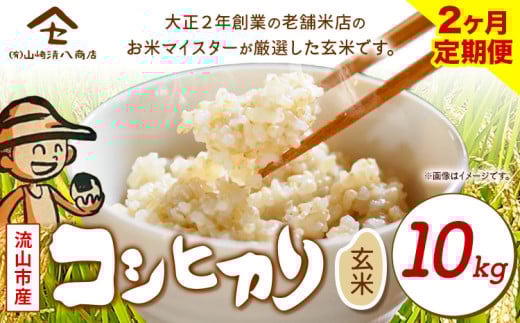 【毎月定期便2回】米 コシヒカリ 新川耕地・減農薬コシヒカリ 玄米 10kg《お申込み月の翌月から出荷開始》 有限会社山崎清八商店 千葉県 流山市 新川耕地 送料無料 定期便 st-p