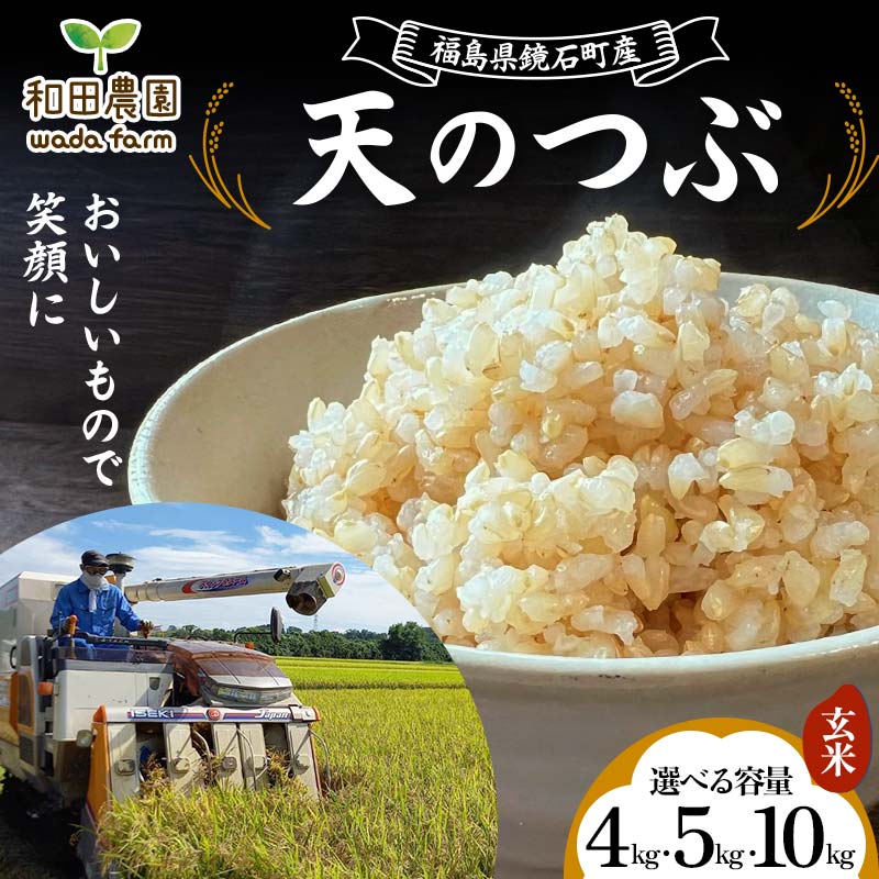 【ふるさと納税】《選べる容量》〈先行予約 2025年産米〉福島県鏡石町産 和田農園 天のつぶ 玄米 《4kg 5kg 10kg》 2025年11月から発送 米 コメ こめ 福島県 和田農園 F6Q-189var