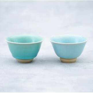 有田焼 翡翠・天青茶杯 【 茂正工房 】 梶原大敬 中国茶器 湯呑み コップ 陶器 器 食器 青磁 手作り 作家もの セット A30-579_イメージ2