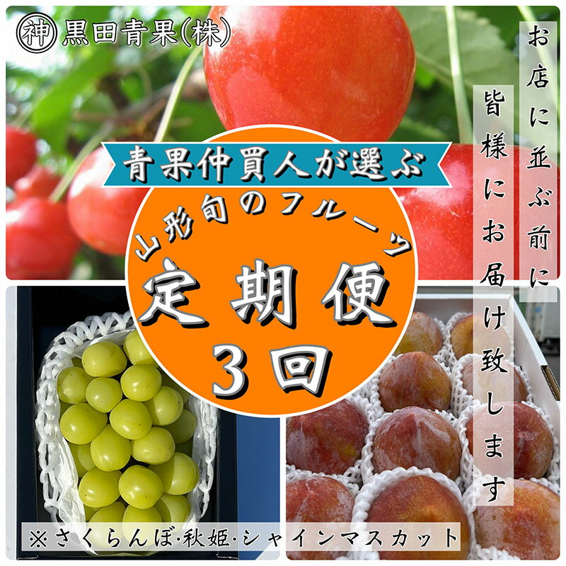 【ふるさと納税】【定期便3回】青果仲買人が選ぶ！山形旬のフルーツ3選！[さくらんぼ・秋姫・シャインマスカット]【令和7年産先行予約】FS23-891 くだもの 果物 フルーツ 山形 山形県 山形市 お取り寄せ 2025年産