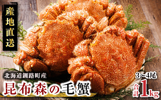 【訳あり・数量限定】北海道昆布森の 1kg 毛蟹 3～4尾 ｜ ボイル済み 下茹で 冷凍 入手困難 北海道産 毛ガニ ケガニ けがに カニ味噌 スピード発送 すぐ届く 魚介類 高級 セット 旬 釜茹で すぐ発送 北海道 釧路町 釧路超 特産品　121-1082-44