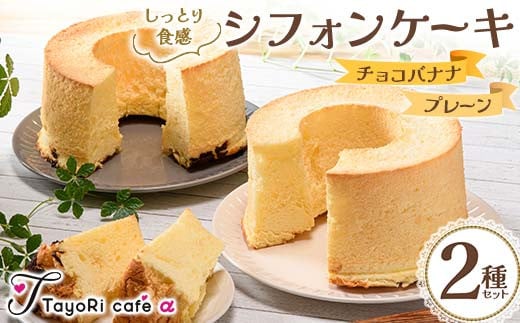しっとり食感シフォンケーキ2種セット(プレーン＆チョコバナナ) 洋菓子 焼き菓子 お菓子 贈り物 プレゼント プチギフト 福島県 伊達市  シフォンケーキ スイーツ デザート おやつ ケーキ 菓子 食品 F20C-980
