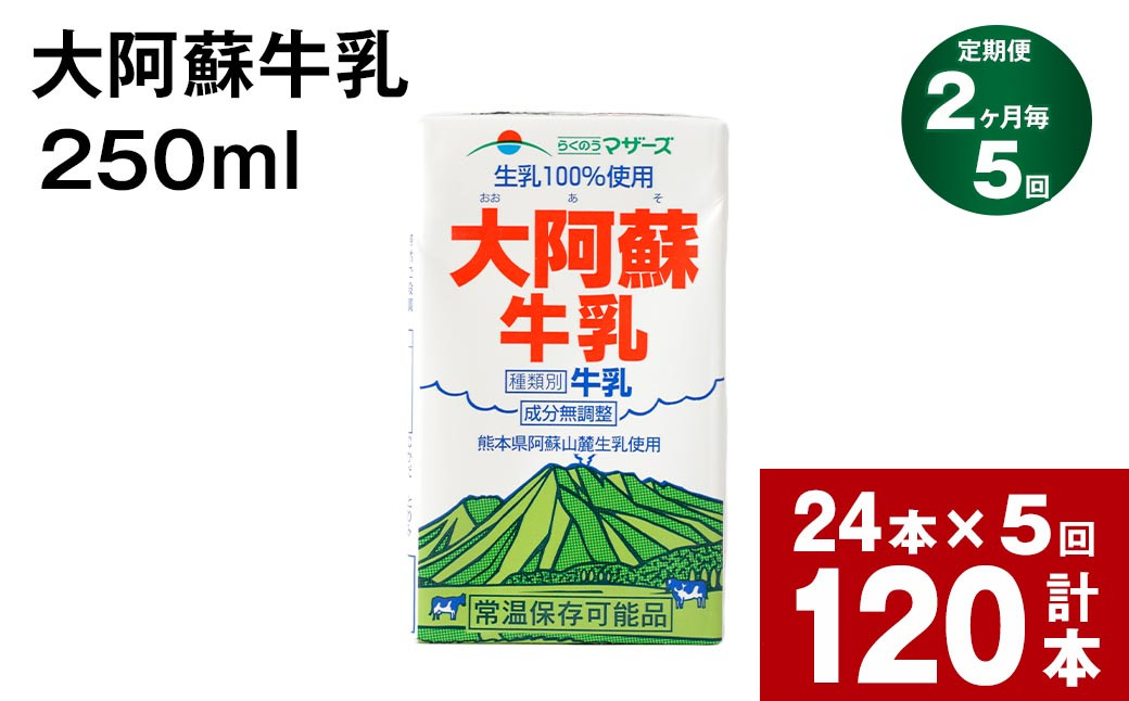 
【2ヶ月毎5回定期便】 牛乳 大阿蘇牛乳 250ml 計120本
