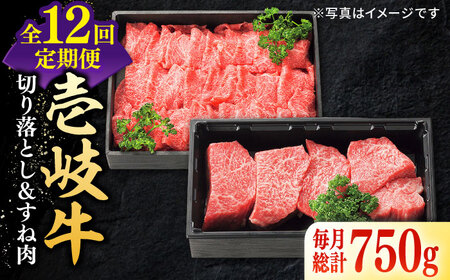 【全12回定期便】 特選 壱岐牛 切り落とし（450g）＆すね肉（300g）《壱岐市》【太陽商事】[JDL101] 牛肉 切り落とし 切落し 薄切り すき焼き しゃぶしゃぶ カレー シチュー 煮込み 定期便 216000 216000円 冷凍配送