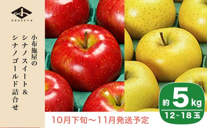 
             長野県りんごの味比べ 約5kg 12～18玉 シナノスイート シナノゴールド ［小布施屋］ りんご 林檎 リンゴ  果物 フルーツ 令和7年産【2025年10月下旬～11月発送】 ［A-501］
          