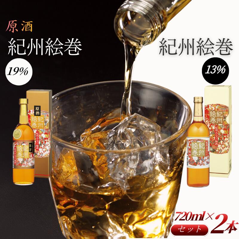 【ふるさと納税】紀州絵巻 梅酒＆原酒 紀州絵巻 梅酒 720ml×2本（13％・19％）紀州南高梅使用 手作り梅酒 飲み比べセット