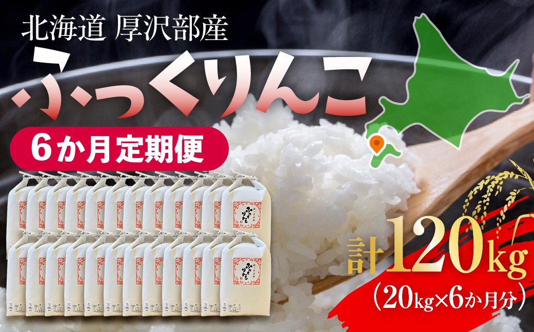 
            【定期便】【令和7年産】北海道厚沢部産 ふっくりんこ 120kg（20kg×6ヶ月連続お届け） 【 ふるさと納税 人気 おすすめ ランキング 米 ご飯 ごはん 白米 ふっくりんこ 精米 つや 粘り 北海道 厚沢部 送料無料 】 ASG068
          