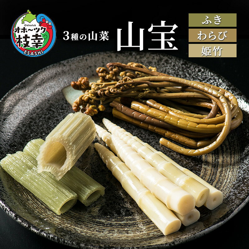 【ふるさと納税】3種の山菜「山宝」ふき・わらび・姫竹 オホーツク枝幸産野菜