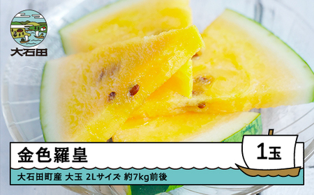 すいか 大玉 金色羅皇 2~3Lサイズ×1玉 2026年産 令和8年産 山形県産 大石田町産 東北 果物 くだもの フルーツ 人気 オススメ 便利 グルメ 取り寄せ ご当地 特産 産地 直送 支援 贈答 ギフト GIFT gt-sukrx2