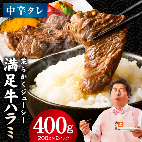 【満足牛ハラミ】中辛タレ漬け 400g【味付け ハラミ 小分け 焼くだけ 簡単調理 BBQ 牛肉 200g×2P 普段使い】 005A777