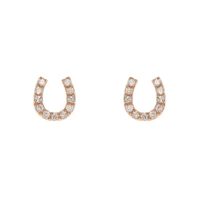 K18PG ホースシュー ダイヤモンド ピアス /b0416da