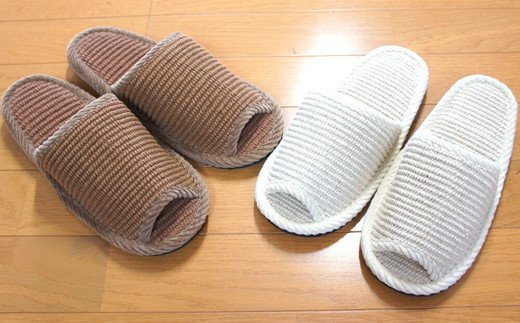 スリッパ2足セット　＜インドコットン・フェルト底・M（約25cm）Lサイズ（約27cmまで）＞　【04301-0350】