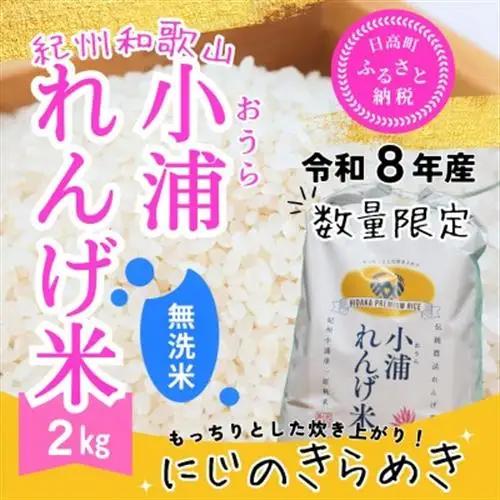 【令和8年産 新米】小浦れんげ米(にじのきらめき) 無洗米 2kg【1779278】