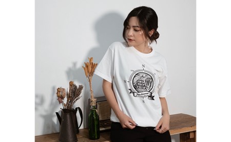 揖斐川町 マンホールTシャツ 白 ファッション 服 男性 メンズ 女性 レディース お城 星空 花 土星  Mサイズ