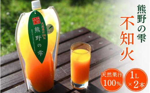 ＜予約受付＞ 天然果汁100％ みかんジュース 熊野の雫（不知火）1L×2  ※2026年4月より発送予定 / ジュース 不知火 しらぬい デコポン 1000ml 果汁100％ ストレート パウチ入 柑橘 和歌山県 田辺市【hso008】