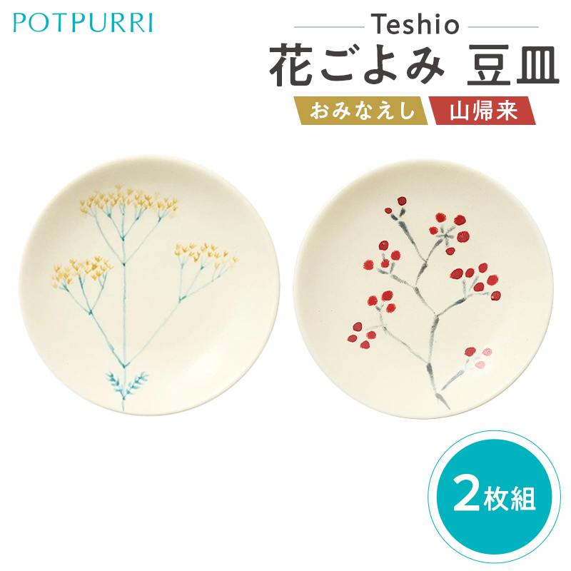 テシオ　花ごよみ 豆皿　2枚組(おみなえし/山帰来) 【kt032-066-2】