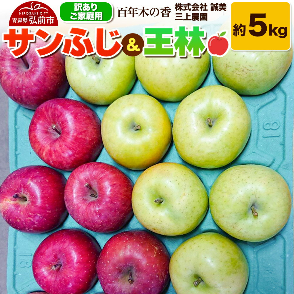 【ふるさと納税】【25年12月〜発送】りんご 【訳あり】家庭用 百年木の香 三上農園 サンふじ ＆ 王林 約5kg【先行受付】 青森 果物 フルーツ 林檎 リンゴ くだもの 不揃い 規格外 予約