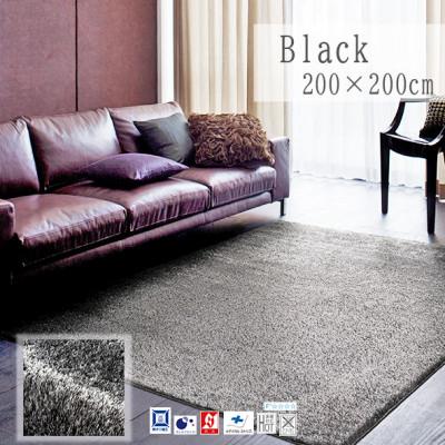 ふるさと納税 和泉市 【200×200cm】ネオグラス 　カーペット 　ラグ　　カラー:ブラック