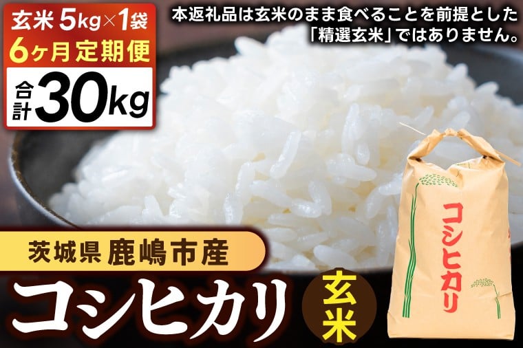 
            ★先行予約 令和8年産★【6ヶ月定期便】 米 コシヒカリ 5kg × 6回 (玄米) 鹿嶋市産【お米 こしひかり 茨城県 鹿嶋市 90000円以内】(KDS-30)
          