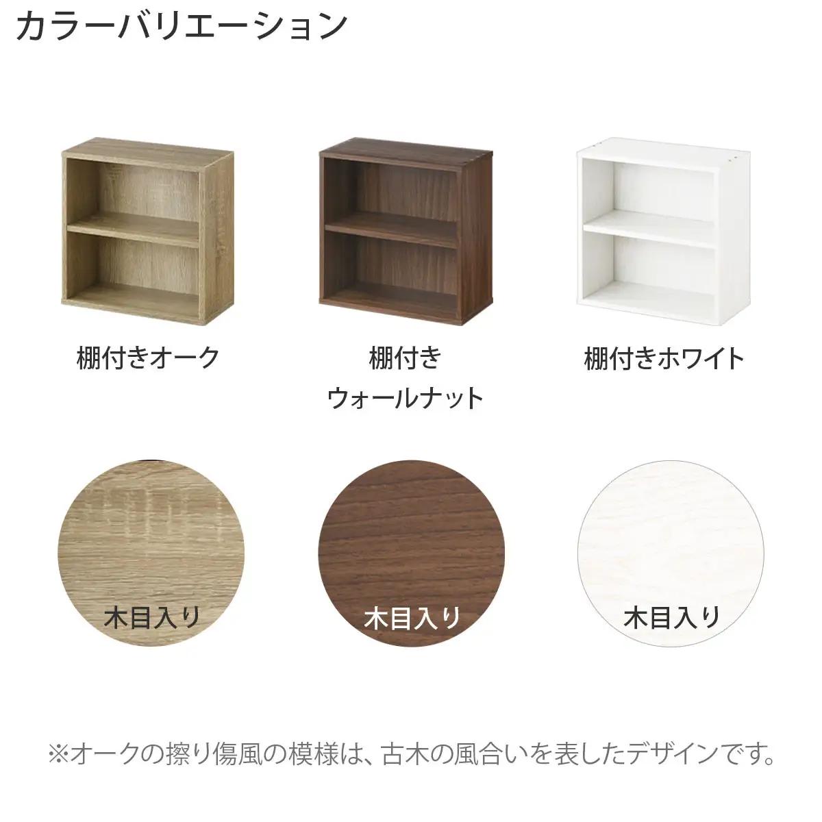 【完成品でお届け】木製収納ボックス〔薄型タイプ・棚付きタイプ〕（オーク）キューブボックス 扉付き カラーボックス スリム 本棚 本 漫画 コミック 小物 収納 CD DVD 収納ボックス キューブラッ