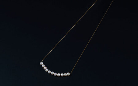 【選べる！】【パールポジションも2連も♪】8.0-8.5mm アコヤ真珠ロングステーションネックレス（ イエローゴールドorプラチナ ） / 佐賀県 [41AAAA016]
