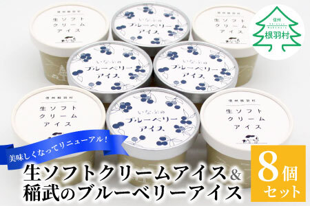 生ソフトクリーム＆いなぶのブルーベリーアイス 8個セット 5000円 アイスクリーム ソフトクリーム ブルーベリー