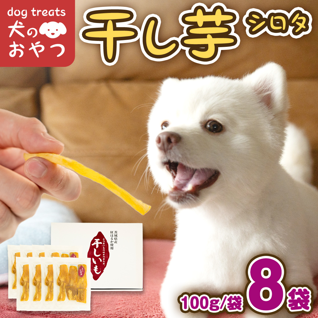 犬のおやつ 国産 干し芋 シロタ 800g (100g × 8袋) 保存料不使用 訳ありドックフード 国産手作り さつまいも 人気 少量 個包装 栄養 効能 犬 わんちゃん 訳あり小袋 ドックフード 