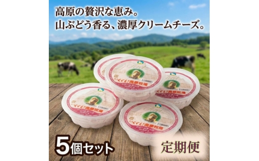 ＜毎月定期便＞くずまき高原牧場 クリームチーズ＜山ぶどう＞100g×5個セット全9回【4078664】