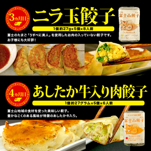 【価格改定予定】【定期便 6ヶ月 】餃子 半年コース 肉 野菜 ニラ玉 あしたか 牛 とりキクラゲ しいたけ にんにく 冷凍 簡単調理 フライパン 6回