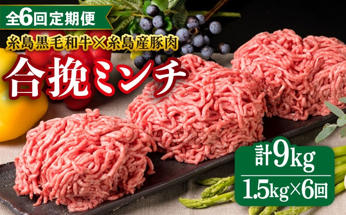 
                  【全6回定期便】【 牛豚合挽 ミンチ 】 A4ランク 糸島黒毛和牛 / 糸島産豚肉 合計1.5kg 糸島市 / 糸島ミートデリ工房 [ACA264]
                