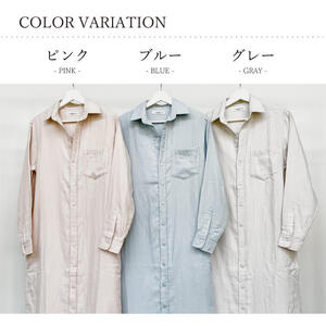 播州織レディース ワンピース RP003【グレー・Mサイズ】「You are already perfect?」（66-21）
