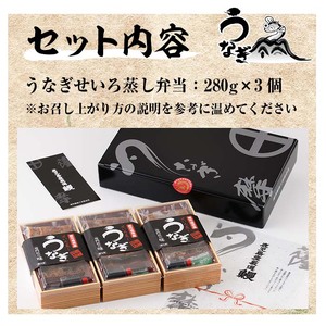うなぎせいろ蒸し弁当 鹿児島県産鰻！冷凍3個セット 南竹鰻加工 簡単にご自宅で！鰻 うなぎ ウナギ 鹿児島県産 せいろ蒸し 弁当【AA-025H】