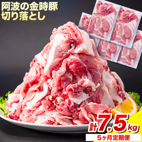 ＜ブランド豚＞ 定期便 阿波の金時豚 大容量1.5kg ×5ヶ月定期便 切り落とし アグリガーデン 《お申込み月の翌月から出荷開始》豚肉 ブランド豚 肉 小分けパック 送料無料 徳島県 上板町 st-