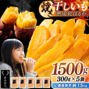 鹿島焼芋 純1.5kg＆焼き干しいも　1.5kg(300g×5袋）セット【冷蔵 ひやし 焼き芋 やきいも 干しいも さつまいも 芋 お菓子 おやつ デザート スイーツ 和菓子 和スイーツ 鹿嶋市 茨城県】（KBK-55-e）