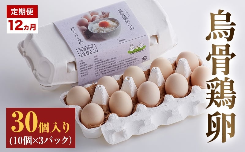 
            高級卵 定期便 12ヵ月 たまご 30個入り（10個×3パック） 遠州森町 生で食べて欲しい烏骨鶏の卵 3パック セット  たまご 鶏卵 静岡県 森町
          