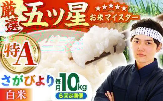 【全6回定期便】さがびより 白米 10kg ( 5kg×2袋 ) 【五つ星お米マイスター厳選】 [HBL042]特A評価 特A 佐賀 ブランド米 ご飯 米 お米