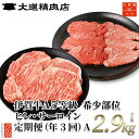 【ふるさと納税】【年3回】伊賀牛 A5ヒレ・サーロイン 定期便A 総合計約2.9kg | 肉 伊賀牛 牛肉 ステーキ 食品 定期便 セット 詰め合わせ 食べ比べ 送料無料 楽天ふるさと 納税 返礼品 お取り寄せグルメ 取り寄せ お取り寄せ 三重 伊賀