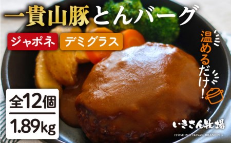 【お中元対象】一貴山豚 とんバーグ 12個（ 6個 × 2種 ）[AGB003]