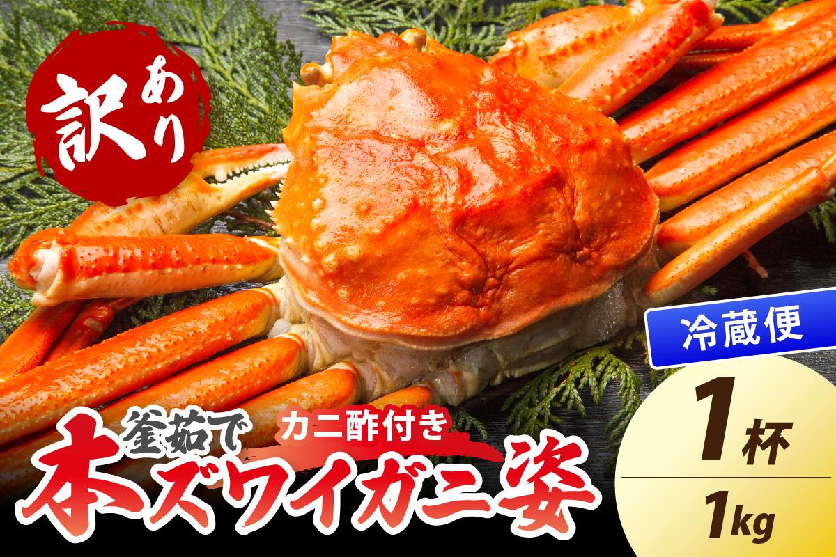 【大好評！カニ酢付き】訳あり！釜茹で！特大本ずわいがに姿 1kg×1杯 魚介 海鮮 海の幸 釜茹で ボイル ふるさと納税 カニ 訳あり ふるさと納税 ズワイガニ　YK00484